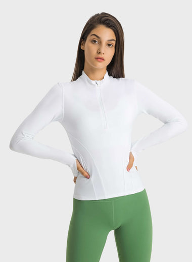 Half Zip Thumbhole Sleeve Sports Top