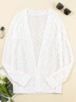 Openwork Open Front Long Sleeve Cardigan