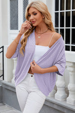 Eyelet Open Front Half Sleeve Cardigan