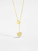 925 Sterling Silver Inlaid Zircon Heart Necklace