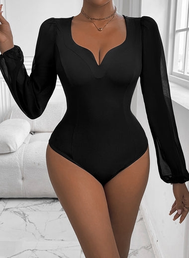 Sweetheart Neck Long Sleeve Bodysuit