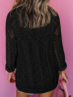 Openwork Open Front Long Sleeve Cardigan