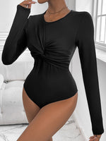 Twisted Round Neck Long Sleeve Bodysuit