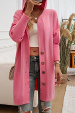 Button Up Long Sleeve Hooded Cardigan