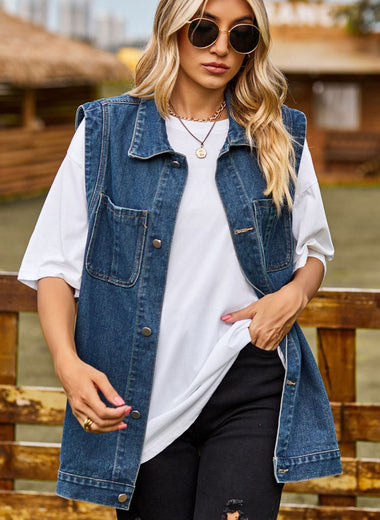 Button Down Denim Vest