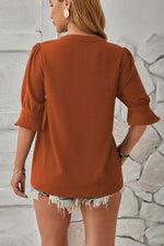 Notched Half Sleeve T-Shirt