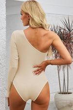 Cutout One Shoulder Long Sleeve Bodysuit