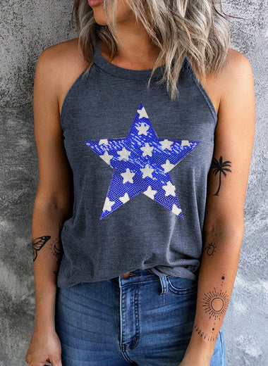 Sequin Star Grecian Neck Tank