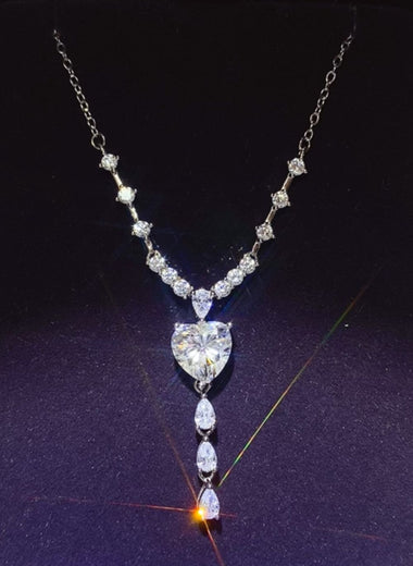 3 Carat Moissanite 925 Sterling Silver Drop Necklace