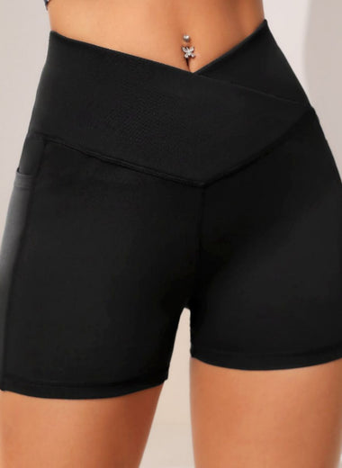 Wide Waistband Active Shorts with Pocket