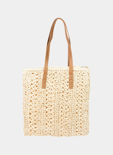 Fame Straw Braided Tote Bag