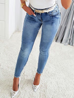 Rhinestone Skinny Jeans with Pockets