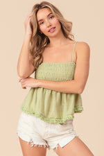 BiBi Fringed Hem Smocked Cami