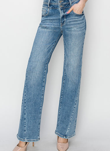 RISEN High Rise Ankle Straight Jeans