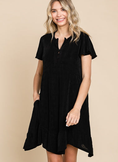 Culture Code Full Size Notched Short Sleeve Dress