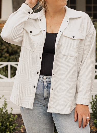 Plus Size Snap Down Dropped Shoulder Jacket