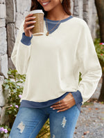 Contrast Round Neck Long Sleeve Sweatshirt