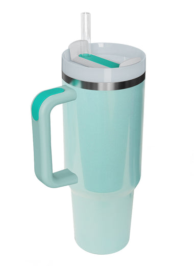 Stainless Steel Tumbler with Handle and Straw