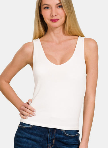 Zenana Double Layer V Neck Tank