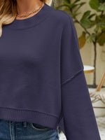 Round Neck Lantern Sleeve Sweater