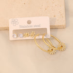 3 Piece Gold-Plated Stainless Steel Earrings