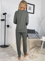 Round Neck Top and Drawstring Pants Lounge Set