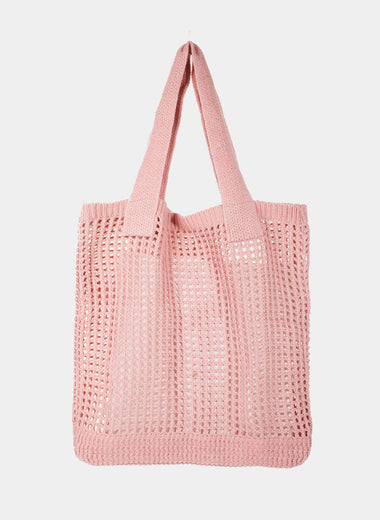 Fame Pointelle Knit Crochet Tote Bag