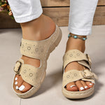 PU Leather Open Toe Buckle Sandals