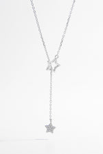 925 Sterling Silver Zircon Star Drop Necklace