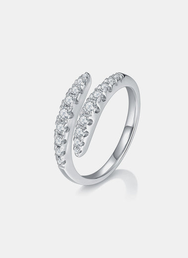 925 Sterling Silver Moissanite Bypass Ring