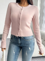 Button Up Round Neck Cardigan