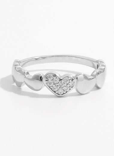 925 Sterling Silver Inlaid Zircon Heart Ring