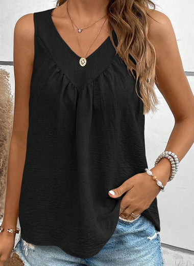 Ruched V-Neck Wide Strap Tank