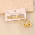 3 Piece Gold-Plated Stainless Steel Earrings